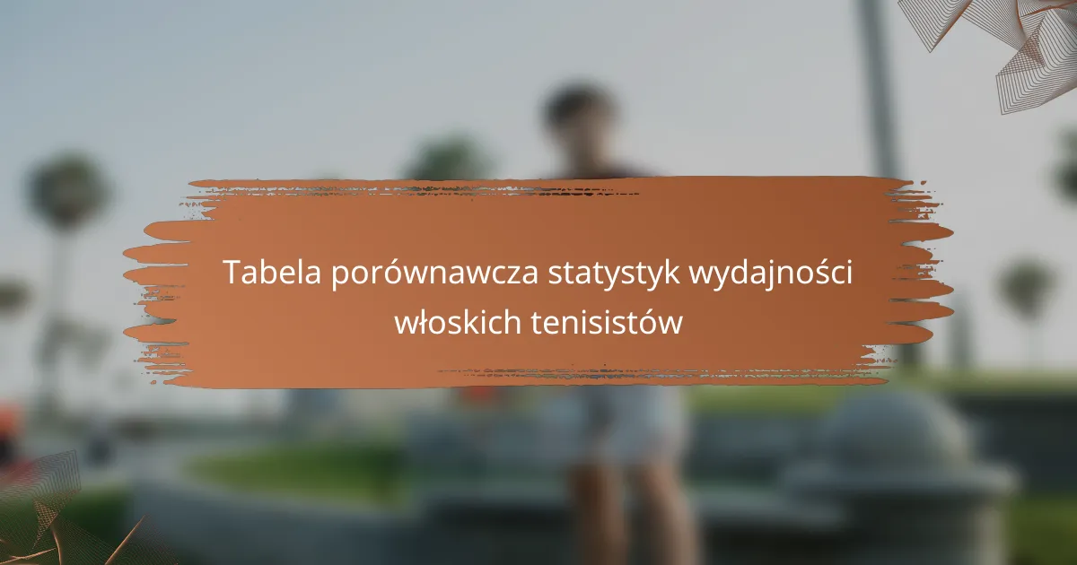 Tabela porównawcza statystyk wydajności włoskich tenisistów
