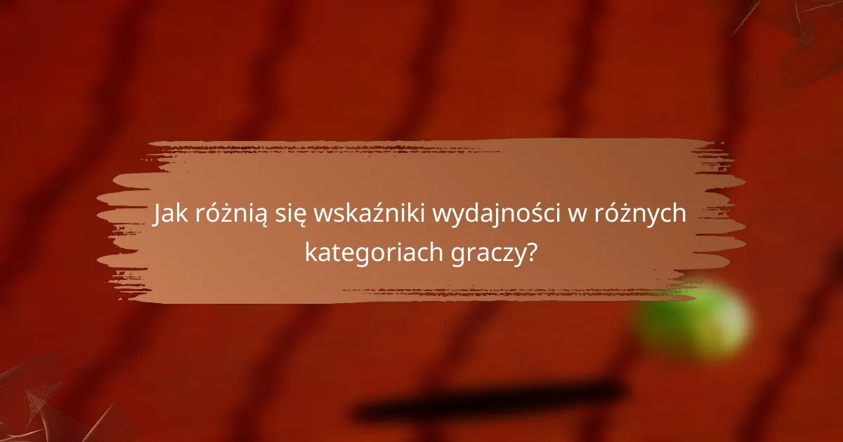 Jak różnią się wskaźniki wydajności w różnych kategoriach graczy?